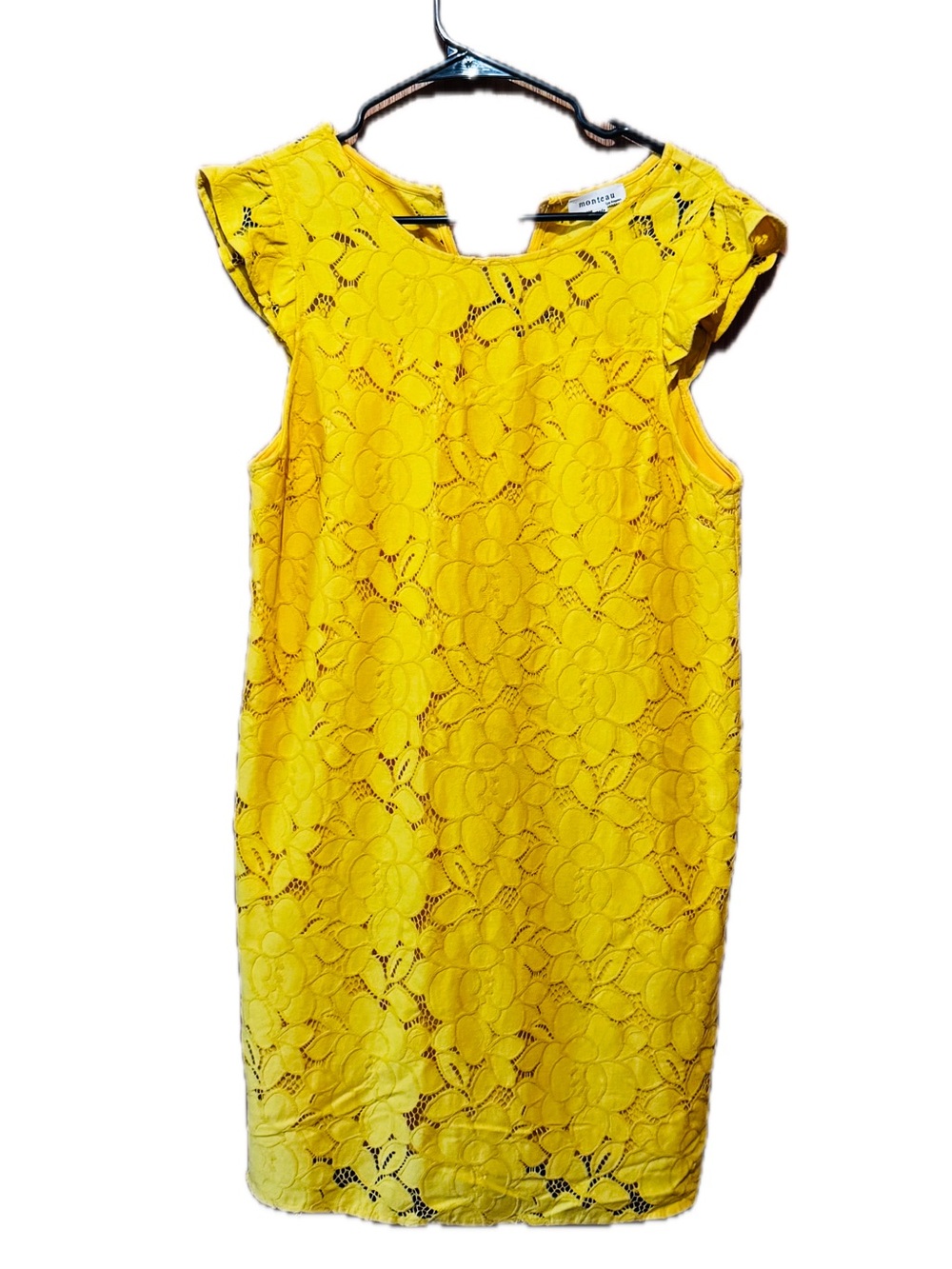 Monteau Yellow Floral Lace Shift Dress